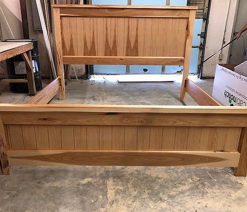 Rice Furniture & Design Center | custom built light wood bed frame in the design center workshop Rice Furniture & Design Center | custom built light wood bed frame in the design center workshop