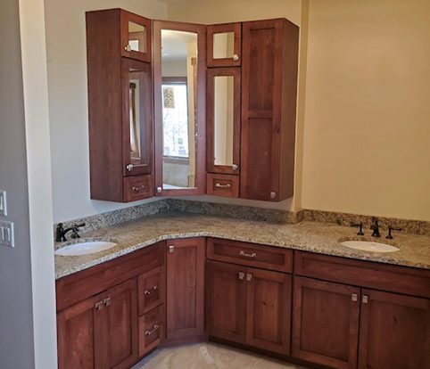 Rice Furniture & Design Center | custom designed and custom built bathroom cabinets with glass and wood Rice Furniture & Design Center | custom designed and custom built bathroom cabinets with glass and wood