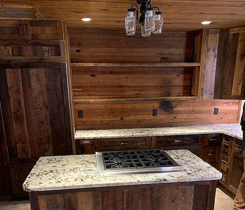 Rice Furniture & Design Center | custom built wooden shelves in an all wood kitchen Rice Furniture & Design Center | custom built wooden shelves in an all wood kitchen