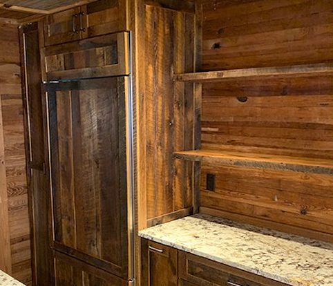 Rice Furniture & Design Center | custom built wooden shelves in an all wood kitchen Rice Furniture & Design Center | custom built wooden shelves in an all wood kitchen